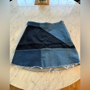 Zara Blue Patchwork Mini Skirt
